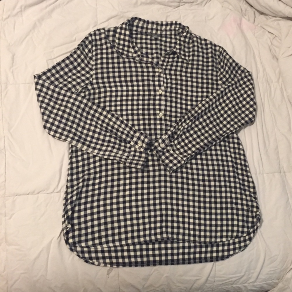 Dark navy gingham tunic top